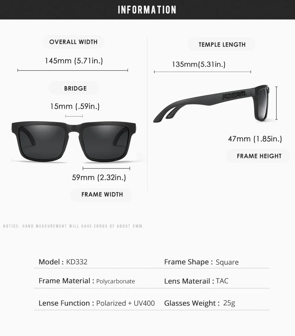 KDEAM Photochromic & Polarized Sunglasses - Category 3 Polarization, Unique Frame Surface Eyewear for Men & Women with Case