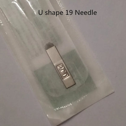 50pcs Permanent Makeup Eyebrow U-Pin PCD Blades — 12/14/19 Microblading Needles for 3D Embroidery Manual Pen