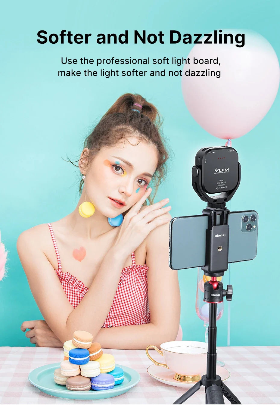 Ulanzi Vijim VL66 Adjustable LED Video Light – 360° Rotatable, Rechargeable Fill Light for DSLR, SLR & Mobile