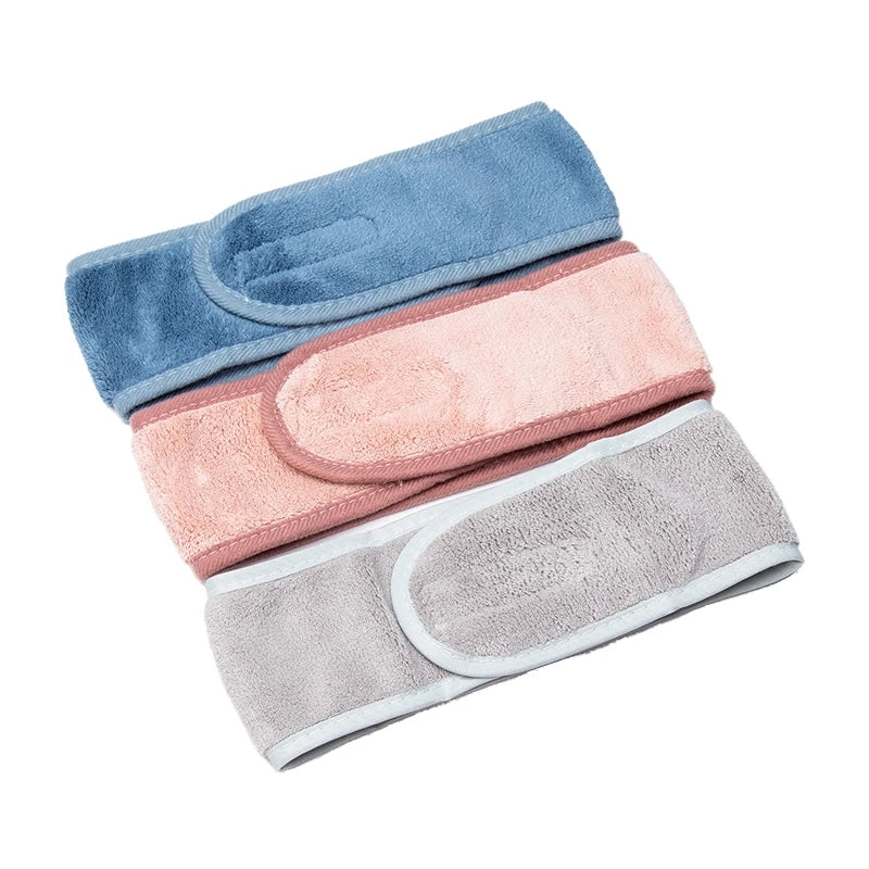 Women Soft Coral Fleece Toweling Hairband – Adjustable Makeup & Bath Headband for Washing Face, Spa & Facial Hair Holder Accessory