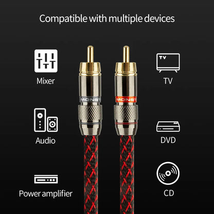 TODN 1 Pair RCA Audio Cable – 2 RCA to 2 RCA Interconnects, HIFI Stereo, Male to Male for Amplifier, DAC, TV, Car Audio