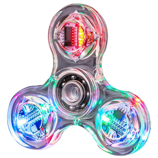 Crystal LED Fidget Spinner — Glow-in-the-Dark Hand Spinner Toy — EDC Kinetic Stress Relief for Kids