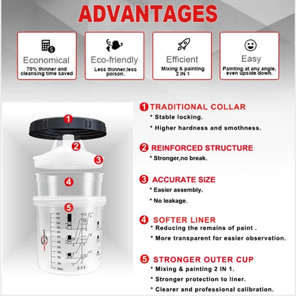 10pcs Bulk Sale Spray Gun Paint Tank Mixing Cup - Disposable Measuring Cup Type H/O Quick Cup - 165/400/600ml