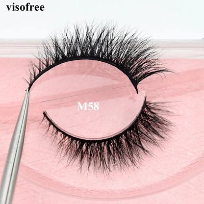 Visofree 3D Mink Eyelashes – Thick Handmade Full Strip Cruelty-Free False Lashes for Makeup M56