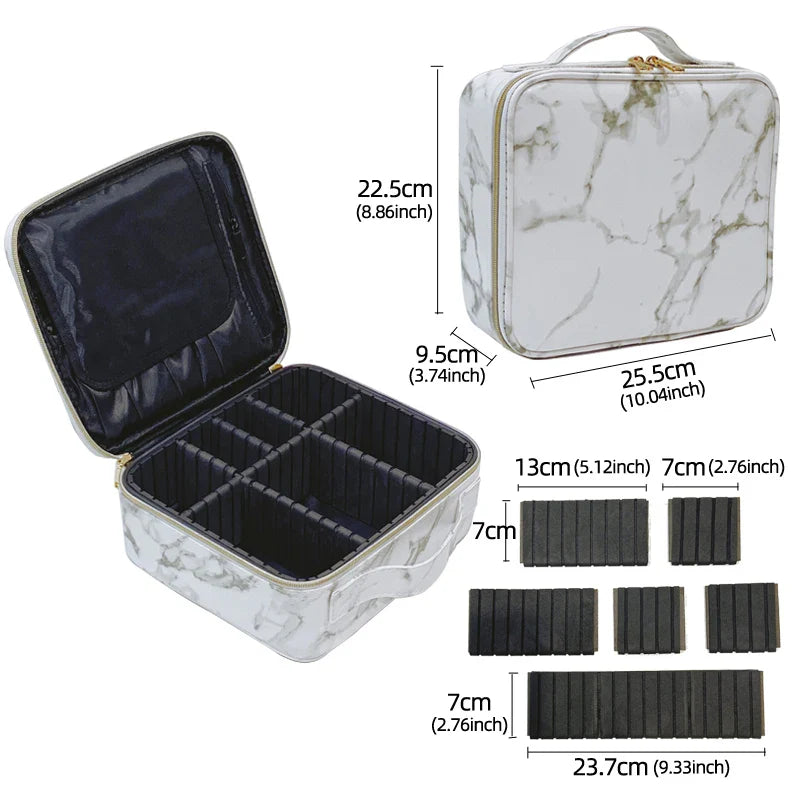 New PU Leather Cosmetic Bag for Women – Multi-Functional Portable Travel Makeup Storage Case
