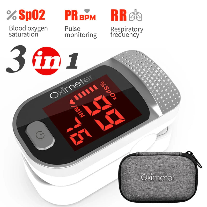 KIUZOU Finger Pulse Oximeter – SPO2, PR, PI, RR Blood Oxygen Saturation and Heart Rate Monitor with OLED Display