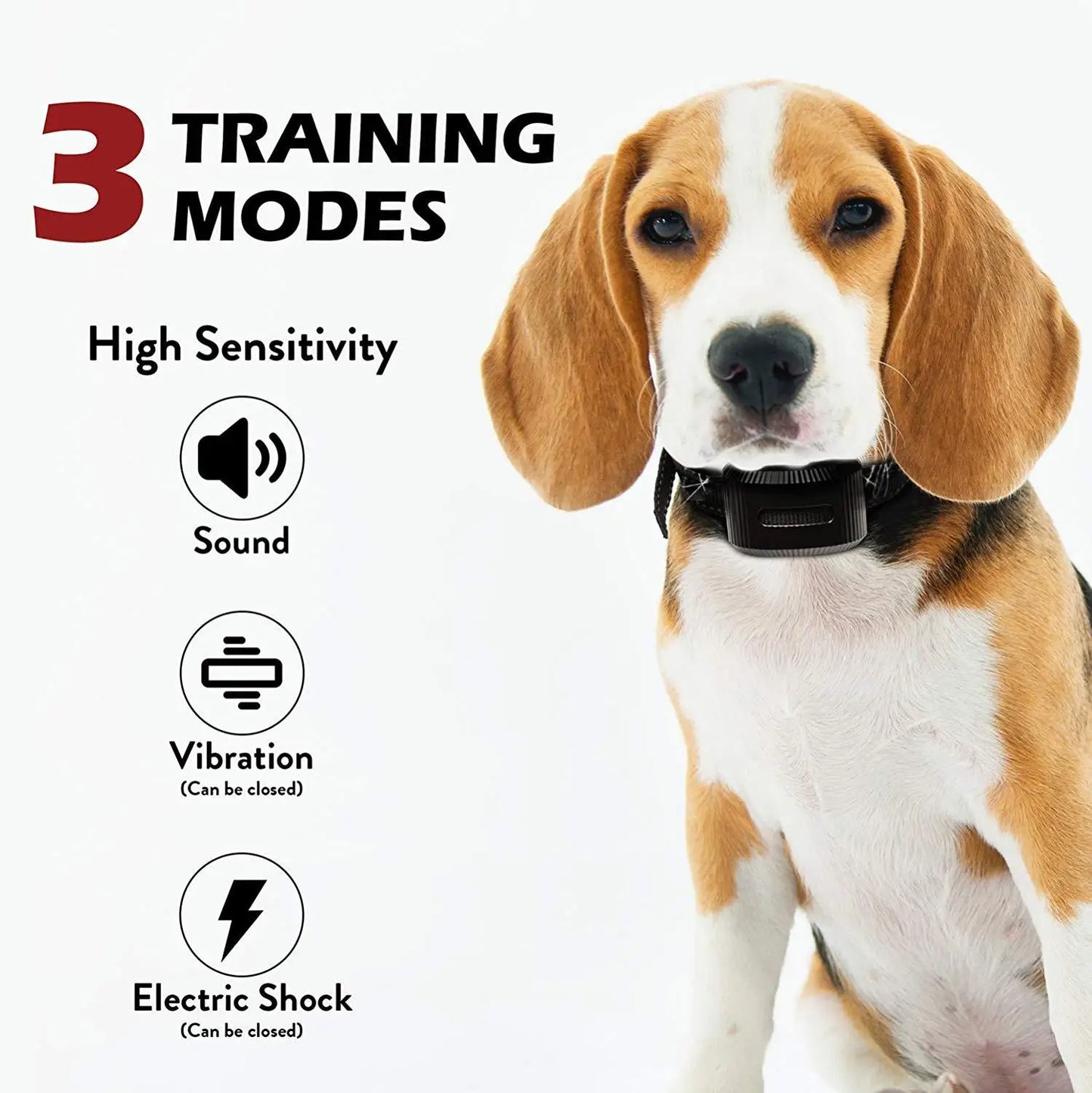 Rechargeable Dog Bark Collar - Advanced Anti-Bark Training Collar with Shock & Vibration Control for Pet Behavior Training