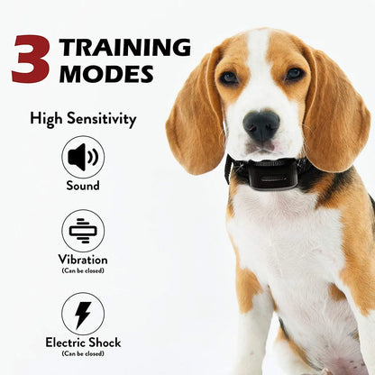 Rechargeable Dog Bark Collar - Advanced Anti-Bark Training Collar with Shock & Vibration Control for Pet Behavior Training