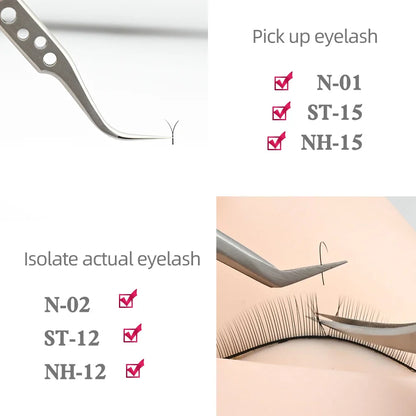 NAGARAKU Eyelash Extension Tweezers Set - Precision Stainless Steel Mega Volume Fans, Eyelash Application Tools