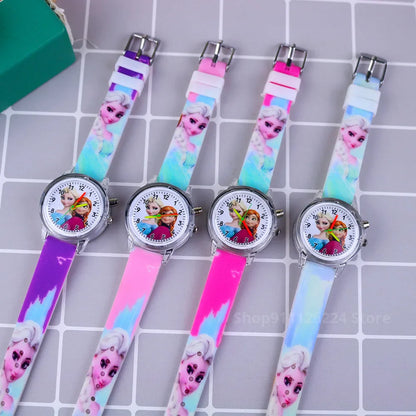 Disney Princess Elsa Kids Watch - Girls' Luminous Silicone Strap Wrist Watch & Toy Clock