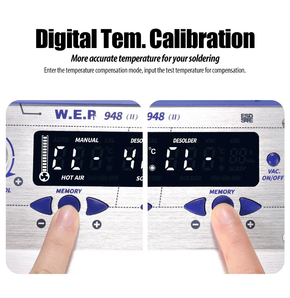 WEP 948-II 4-in-1 Soldering Station – Suction Tin, Solder Iron, Hot Air Gun, BGA Rework Tools