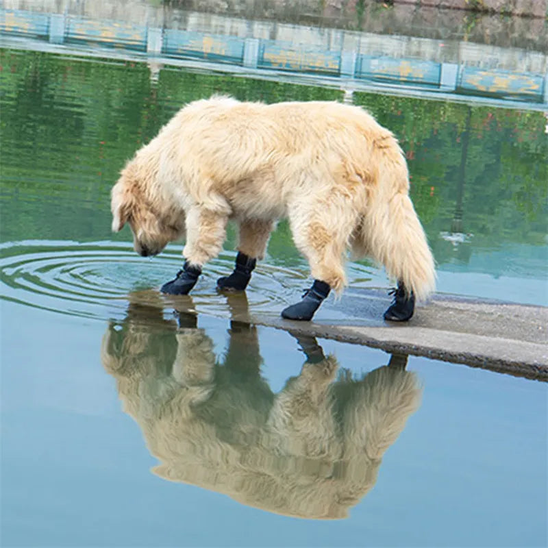 Enhance Your Dog's Outdoor Adventures with 4 Fashionable Non-Slip Dog Shoes - Waterproof Knitted Paw Protectors with Adjustable Straps