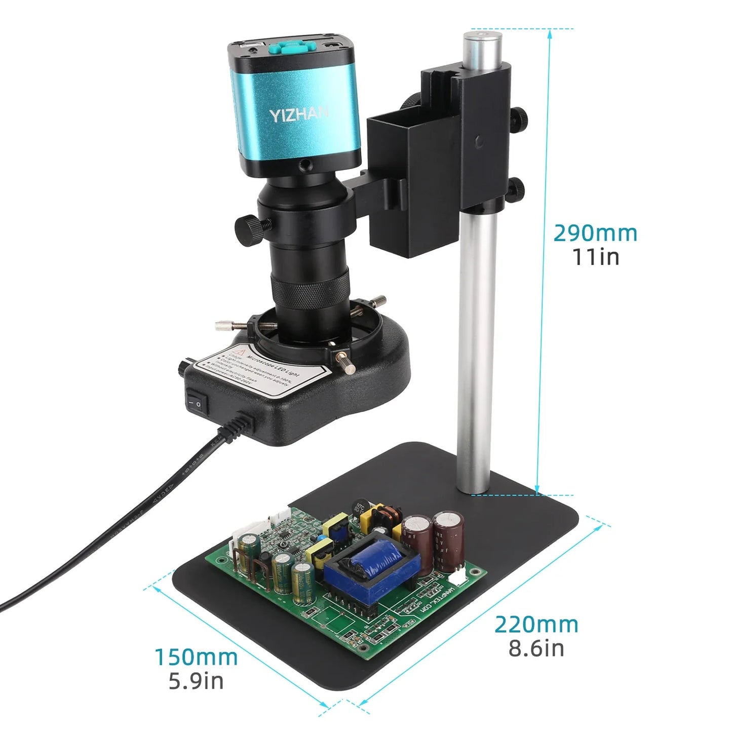 4K 48MP HDMI USB Industrial Microscope Camera – 1-130X/150X/180X Zoom C Lens for Soldering & Repair