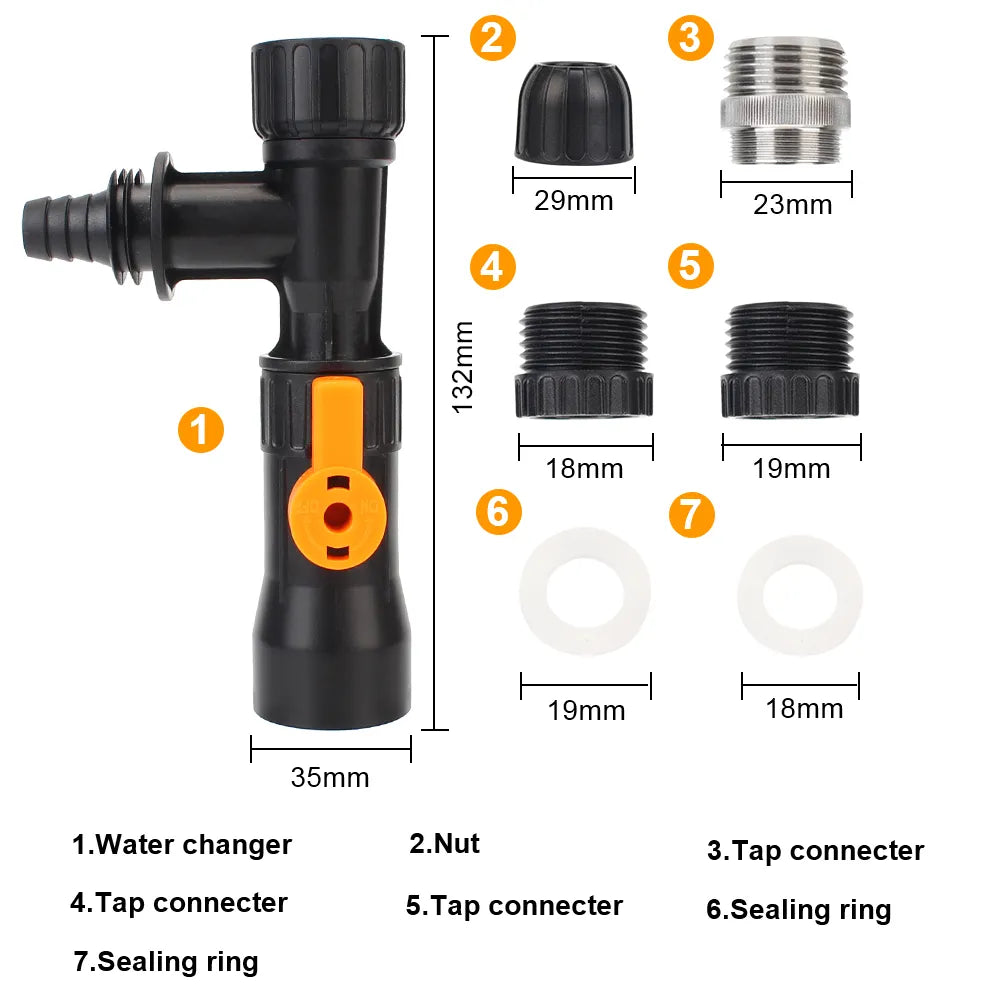 3-Way Faucet Fish Tank Cleaning Splitter - Watering Connector for Faucet Water Changer Pump, Plastic Cleaning Tool