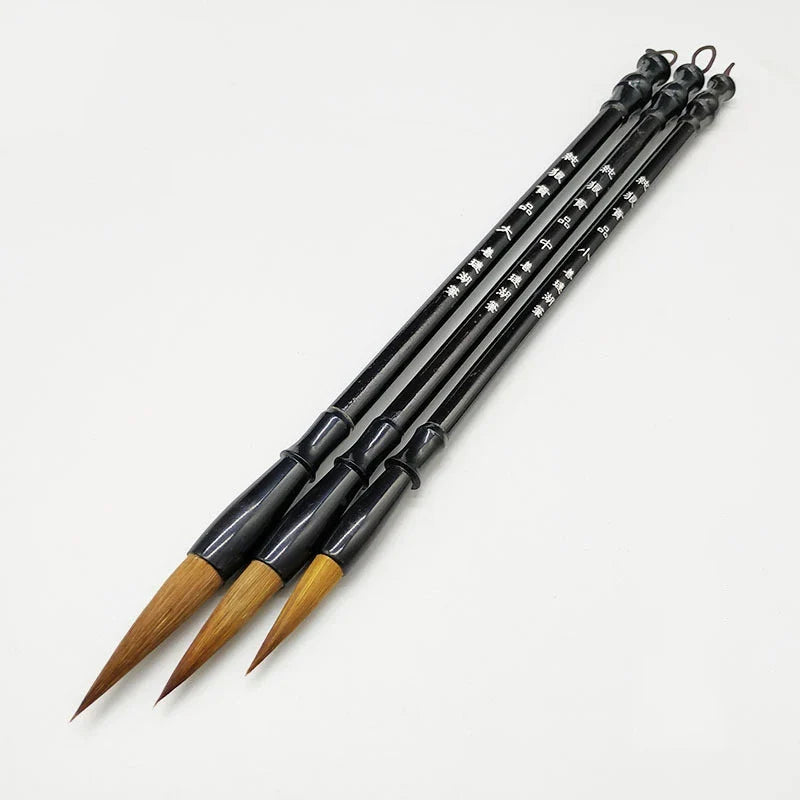 3/6Pcs Woolen Calligraphy Brush Set – Brown Weasel Hair Chinese & Japanese Art Pens for Office & School