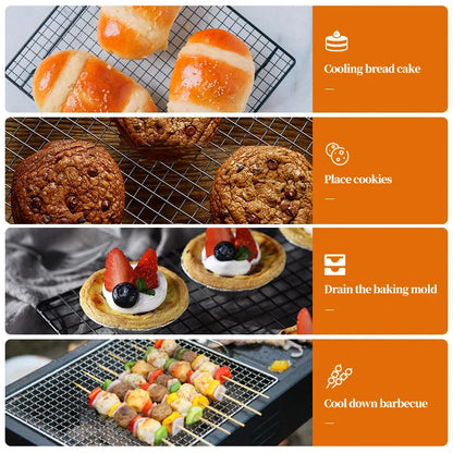 FAISDU Single Layer Stainless Steel Cooling Rack — BBQ Bread Cake Drip Dry Rack Baking Grid Pan Kitchen Tool