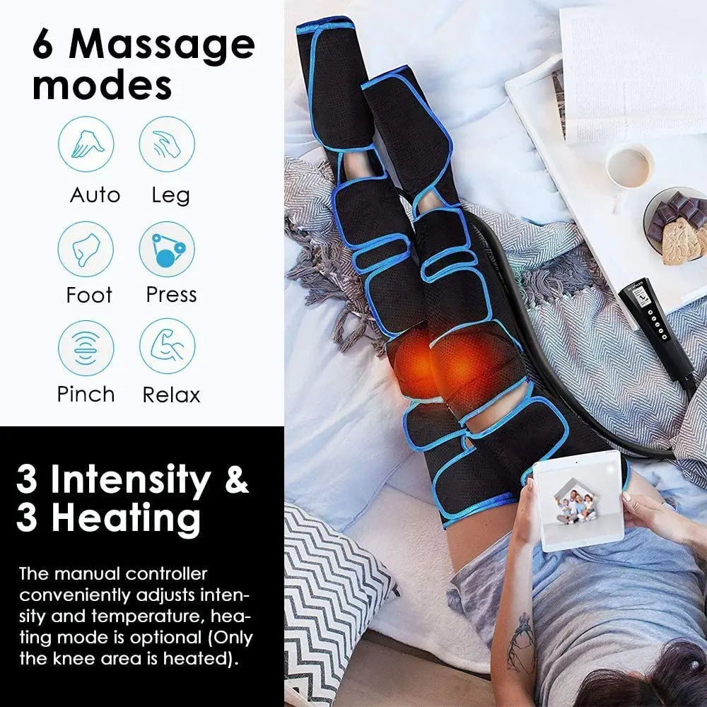 Foot Air Pressure Leg Massager — 360° Circulation & Muscle Relaxation Device for Lymphatic Drainage