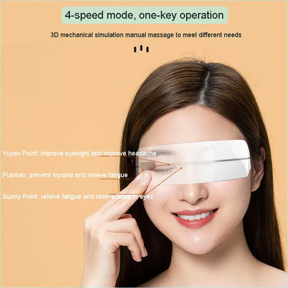 Electric Rotating Kneading Eye Massager | Warm Compress Therapy with Music for Eye Fatigue & Anti-Wrinkle