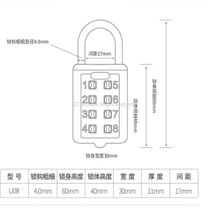 4-Digit Push Button Combination Padlock – Multiple Colors Travel Luggage Code Lock for Travel Accessories