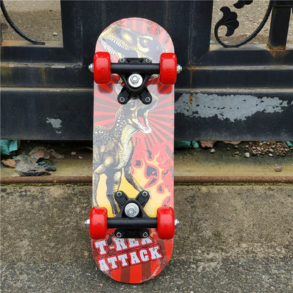 43cm Kids' Maple Skateboard – Double Rocker Deck with Cartoon Stickers for Beginners & Young Riders