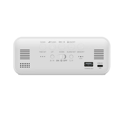 Music Alarm Clock with Temperature Humidity Display: Voice Control/Always On Table & Wall Clock - Dual Alarm, Rechargeable Digital LED Clocks