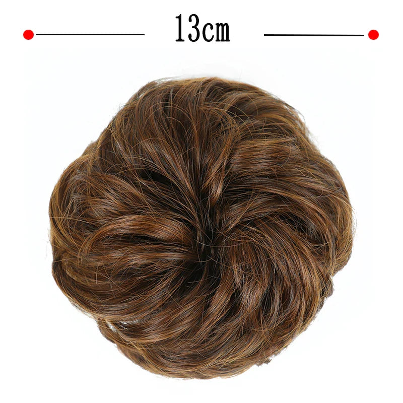 Azqueen Synthetic Messy Bun Chignon – Gray Brown Hair Bun Pad with Elastic Rope & Rubber Band Hair Extensions