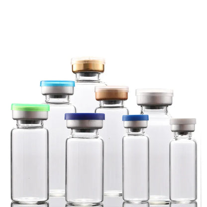 100pcs Glass Vials with Rubber Stopper & Flip-Off Caps – 2ml, 3ml, 5ml, 10ml Aluminum Bottles