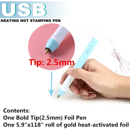 All-in-One USB Heat Foil Pen Kit – Calligraphy & DIY Lettering with 3 Nibs for Custom Foiling