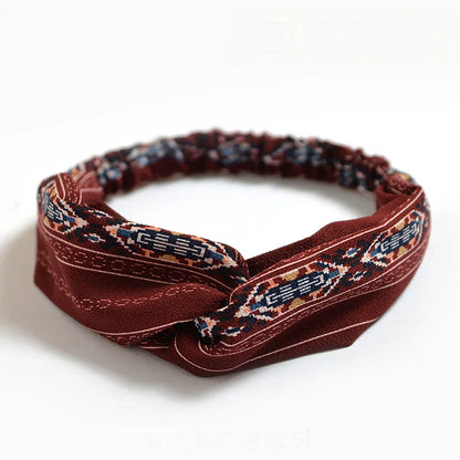 Bohemian Print Headbands for Women & Girls – Vintage Cross Turban Bandana Hair Accessories for Summer