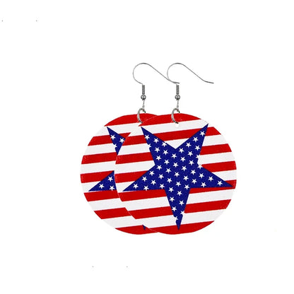 American Flag Leather Earrings - Star Stripe Teardrop Statement Jewelry for Independence Day & Patriotic Style