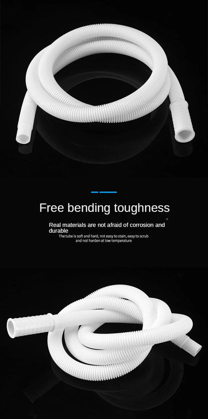 Flexible Air Conditioning & Washing Machine Drain Hose — Water Inlet Extension Pipe with Faucet Connector for Bathroom & Kitchen