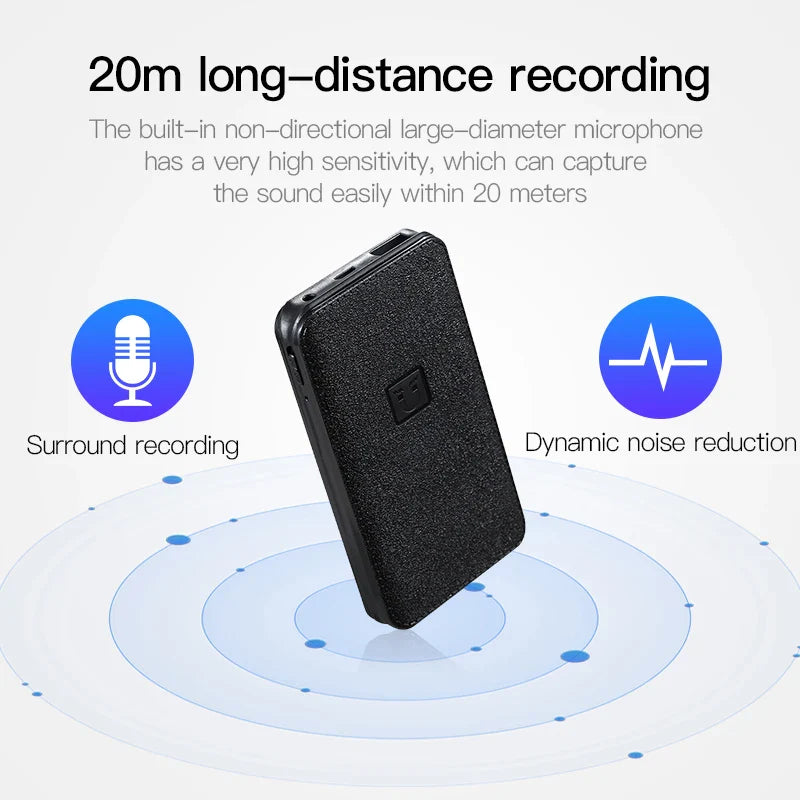 8-64GB Digital Voice Recorder – Hidden Sound-Activated Espia Dictaphone with Magnet, Long-Distance Recording, MP3 & U-Disk