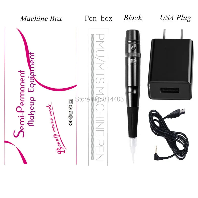 Professional Dermografo Universal PMU Tattoo Pen - Rotary Machine with Speed Control for Lip & Eyebrow Makeup Tattoo