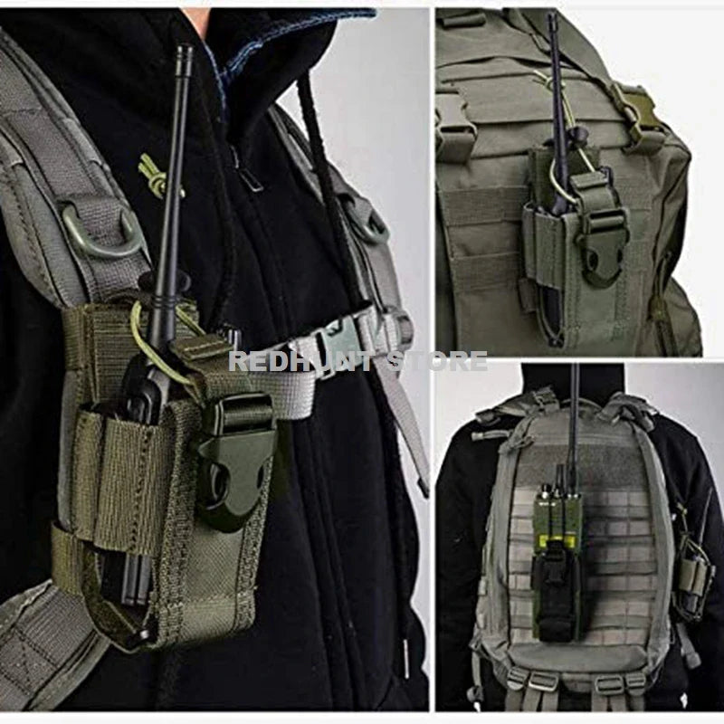 Adjustable Tactical Radio Holder Bag: Molle Two Way Radio Holster Pouch - Nylon Duty Military Storage Case for Walkie Talkie