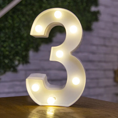 Alphabet & Number LED Lamp Night Light – Warm Battery-Powered Luminous Letter Light for Home, Wedding, Birthday & Party Decoration
