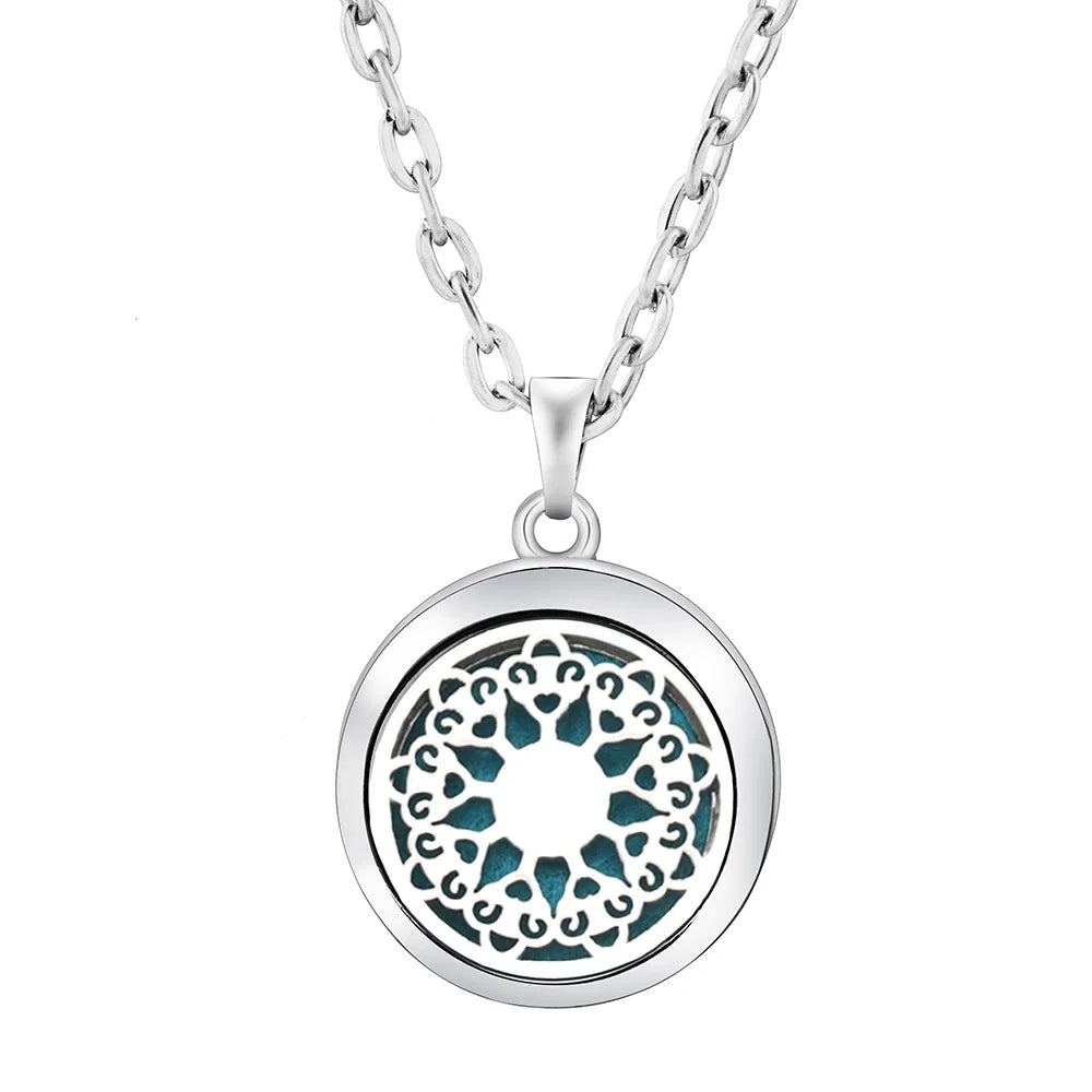 Stainless Steel Tree of Life Aromatherapy Necklace – Essential Oil Diffuser Pendant for Women