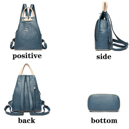 Women's Leather Zipper Backpack - Chest Bag Travel Pack, Ladies' School Bagpack for Teenage Girls, Sac A Dos