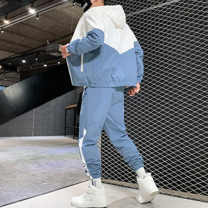 2025 Men’s Tracksuit 2-Piece Set — Hooded Jacket & Jogger Pants for Casual, Running & Sports