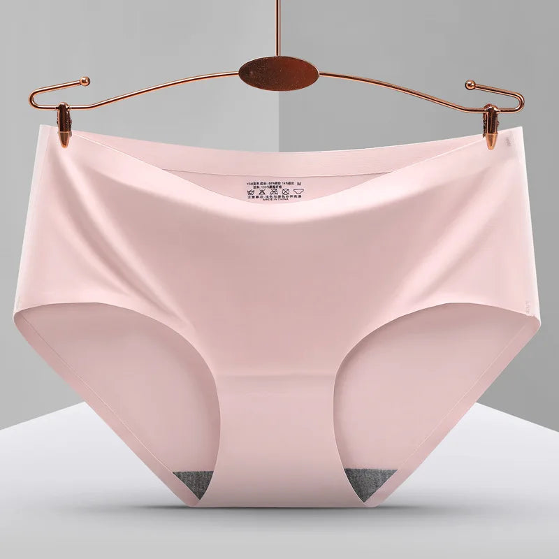 TrowBridge 10PCS/Set Women's Panties: Solid Seamless Plus Size Underwear - Comfortable Silk Satin Lingerie, Health Underpants