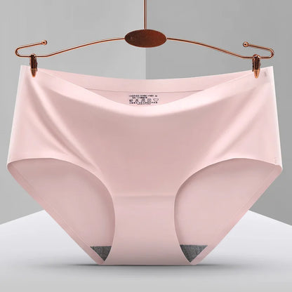 TrowBridge 10PCS/Set Women's Panties: Solid Seamless Plus Size Underwear - Comfortable Silk Satin Lingerie, Health Underpants