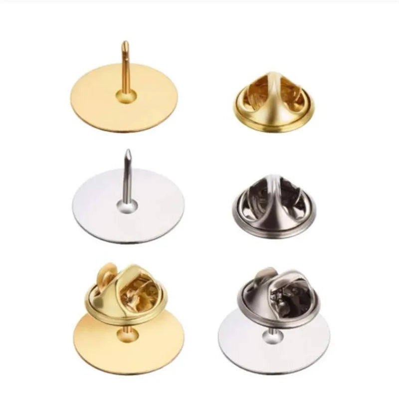 50-Set Brooch Pin Holders – Tie, Hat & Badge Backings with Flat Base & Butterfly Clasp for DIY Jewelry Findings