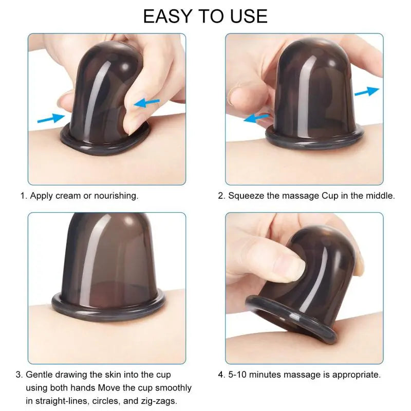 Silicone Vacuum Cupping Massage Jars: Anti-Cellulite Facial Suction Cups for Face & Neck Lift - Skin Scraping Guasha for Anti-Wrinkle Treatment
