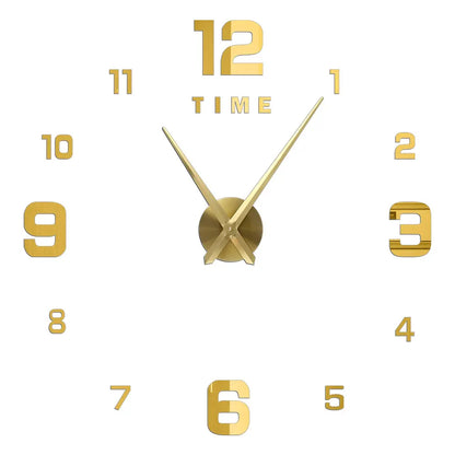 3D DIY Wall Clock - Modern Acrylic Mirror Sticker Quartz Clock For Living Room Decor With Silent Movement