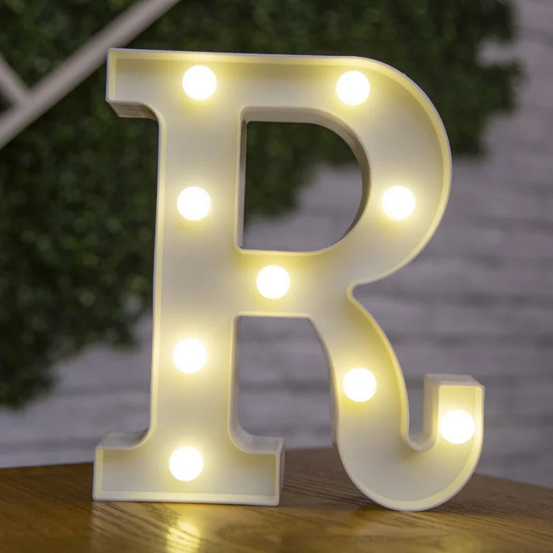 Alphabet & Number LED Lamp Night Light – Warm Battery-Powered Luminous Letter Light for Home, Wedding, Birthday & Party Decoration