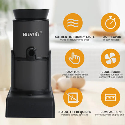 BORUiT SK305 Smoke Infuser – Portable Molecular Cuisine Smoking Gun, Cold Smoke Generator for Meat, BBQ & Cocktails