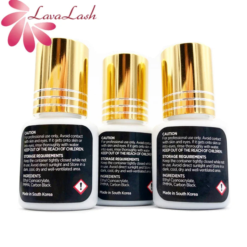 IB Super Plus Eyelash Extension Glue — 5/10 Bottles Original IBeauty Gold Cap Black Adhesive for False Lashes and Makeup Tools