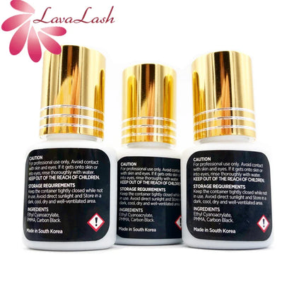 IB Super Plus Eyelash Extension Glue — 5/10 Bottles Original IBeauty Gold Cap Black Adhesive for False Lashes and Makeup Tools