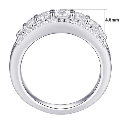Newshe 925 Sterling Silver Eternity Ring — 1.1ct Round AAAAA CZ Wedding Band for Women, Sizes 4–13