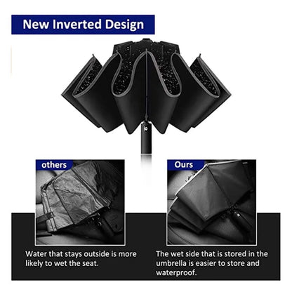 Stay Dry and Stylish with our Inverted Umbrella – Windproof, Folding, and Reflective!