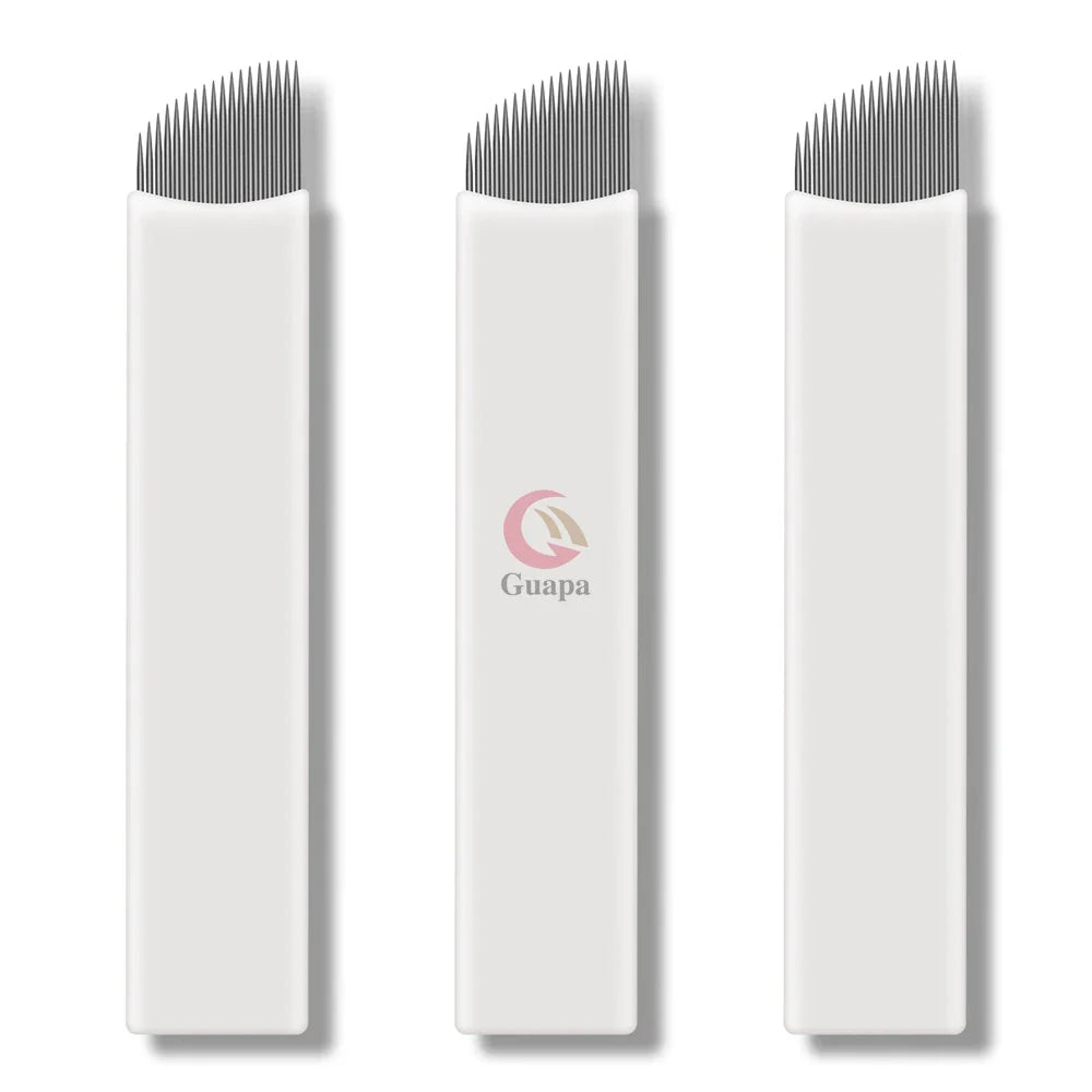 White Microblading Needles – 9/11/12/14/18/21 for Permanent Makeup, Eyebrow Tattoo & Embroidery Pen Supplies